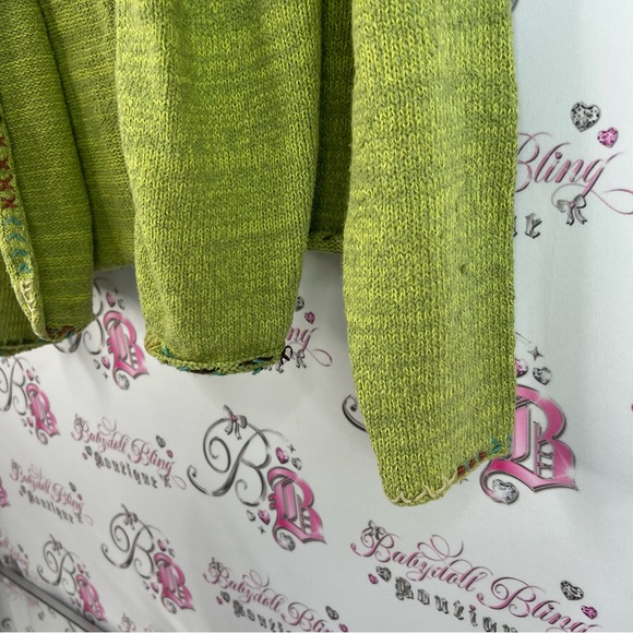 Planet earth sweaters cardigan rainbow embroidery Blanc Lime Open-Front Cardigan - Picture 3 of 9